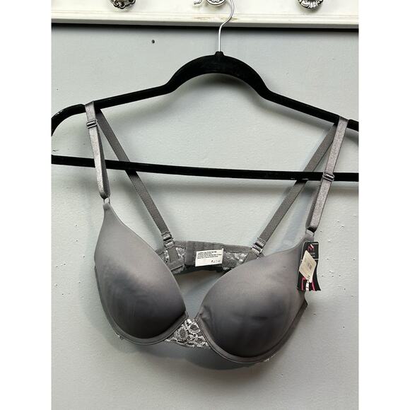 Maidenform Women 05809 Push Up Bra Gray Lace Floral Womens Size 34D New - Picture 1 of 10